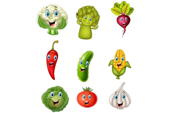 Cartoon Funny Vegetables Bundles Graphics and Illustrations Review