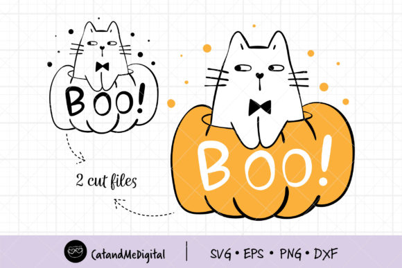 Cat in Pumpkin Holloween Graphics and Illustrations Review