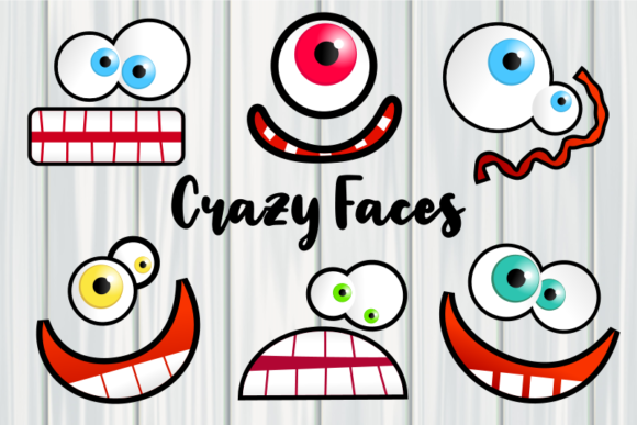 Crazy Faces Funny Cartoon Expressions Graphics for Illustrations