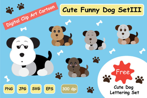 Cute Little Puppy Clipart Dog Set 3 for Graphics and Illustrations