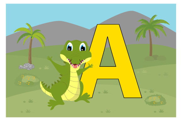 Funny Alligator with Uppercase a