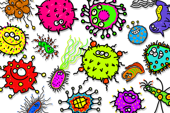 Funny Cartoon Doodle Germs Graphics and Illustrations Review