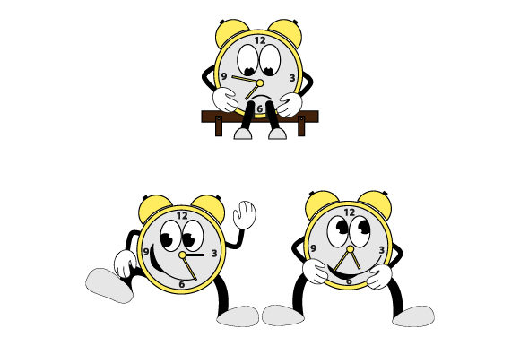 Funny Clock Character Graphics and Illustrations Review