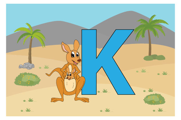 Funny Kangaroo with the Letter K Graphics and Illustrations Review