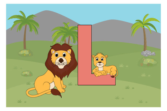 Funny Lion with the Letter L