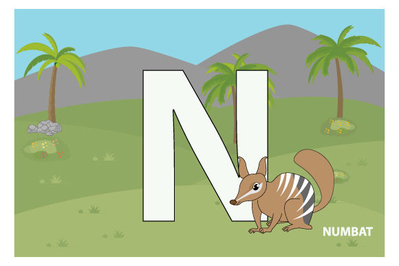 Funny Numbat with the Letter N: Graphics and Illustrations for Local Brands