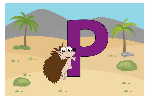 Funny Porcupine with the Letter P Graphics and Illustrations