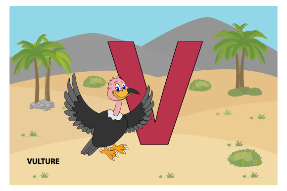 Funny Vulture with the Letter V: Graphics and Illustrations Review