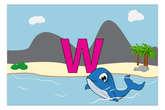 Funny Whale with the Letter W Graphics and Illustrations Review